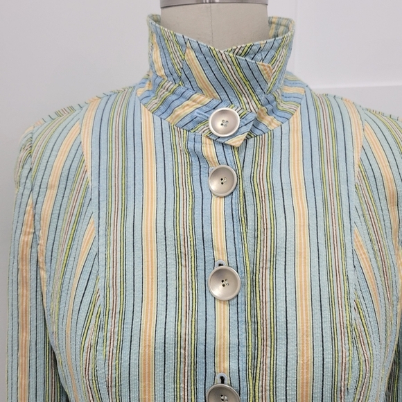 VINTAGE Carlisle Striped Silk Lined Jacket Blazer Career Size 6 - Picture 3 of 15